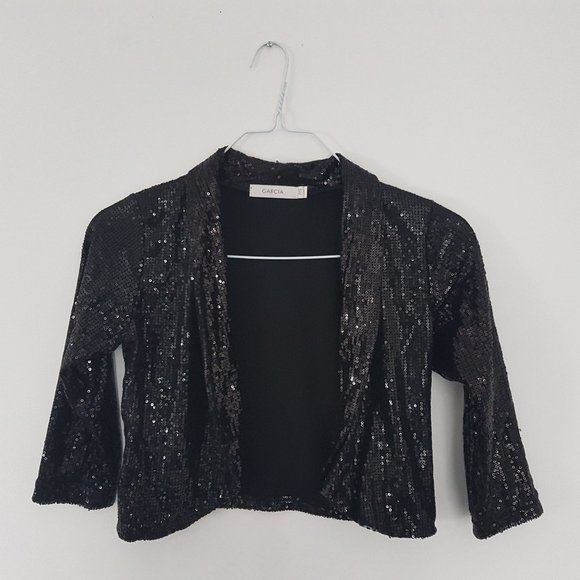 Cropped Festive / Party / New Year Sequin Cardigan - Picture 1 of 8